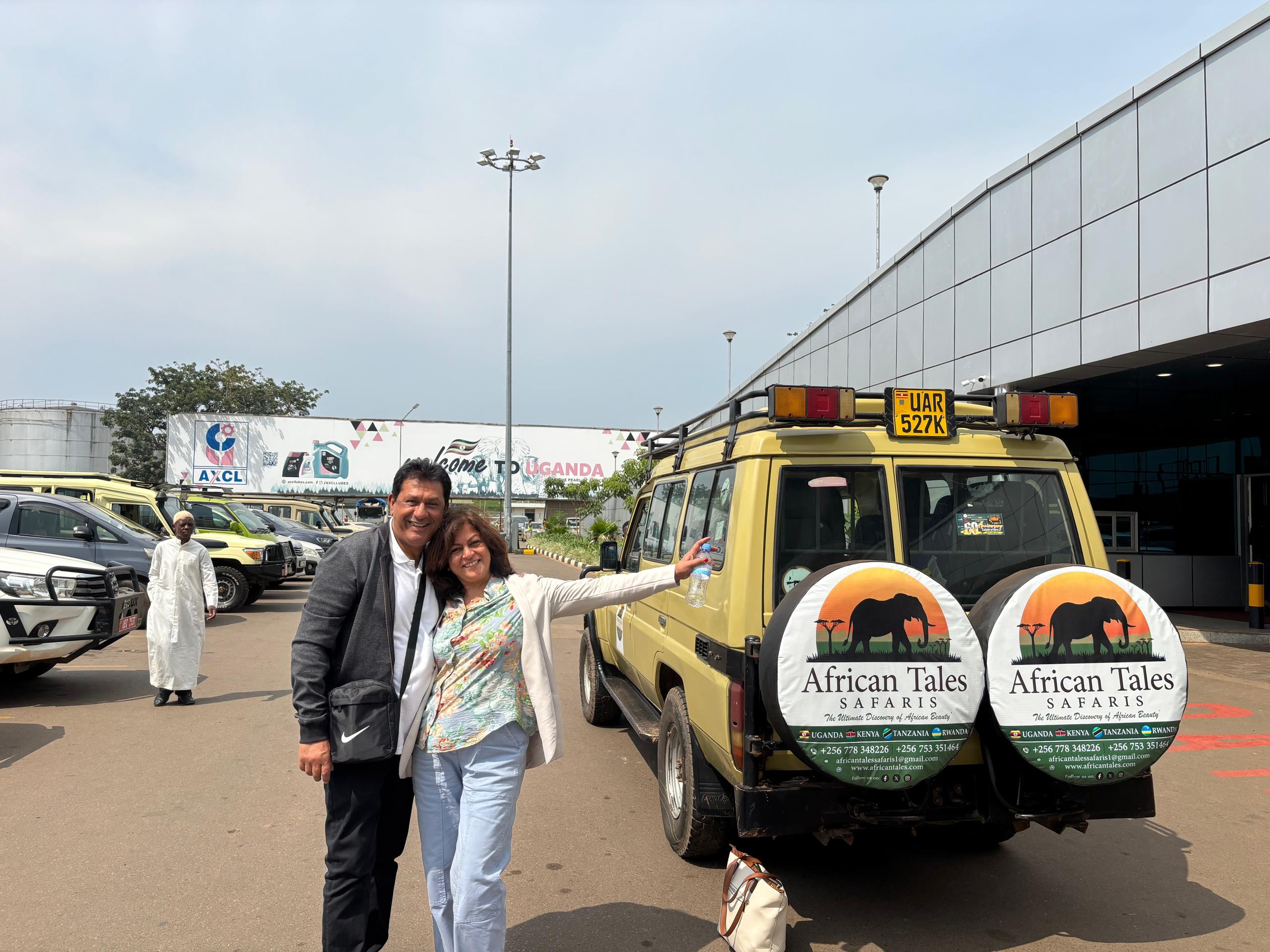 Professional airport pickup service with branded vehicle