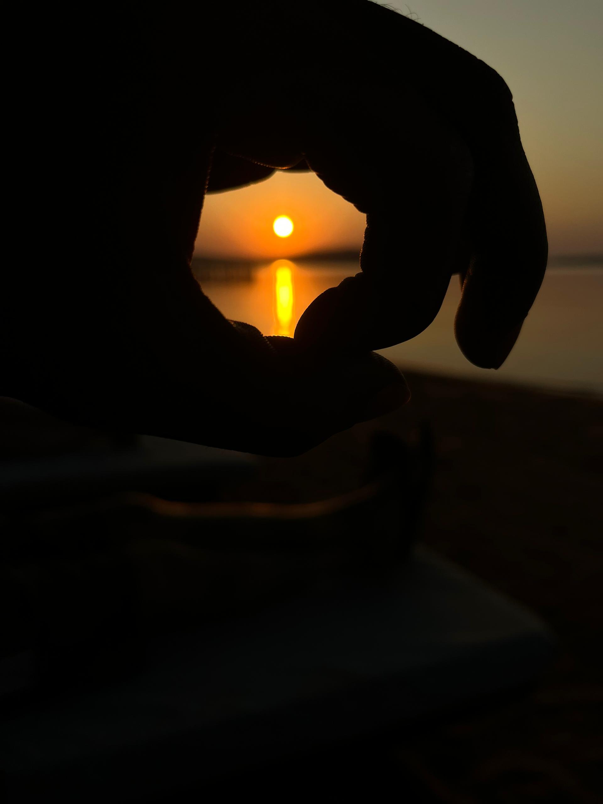 Artistic sunset photography over the lake